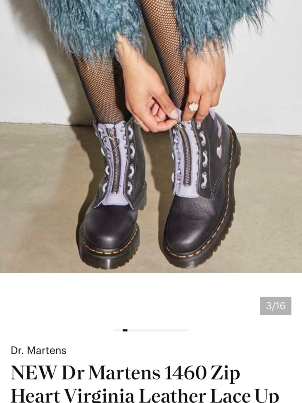 Dr. Martens 1460 satin hearts Black Boots